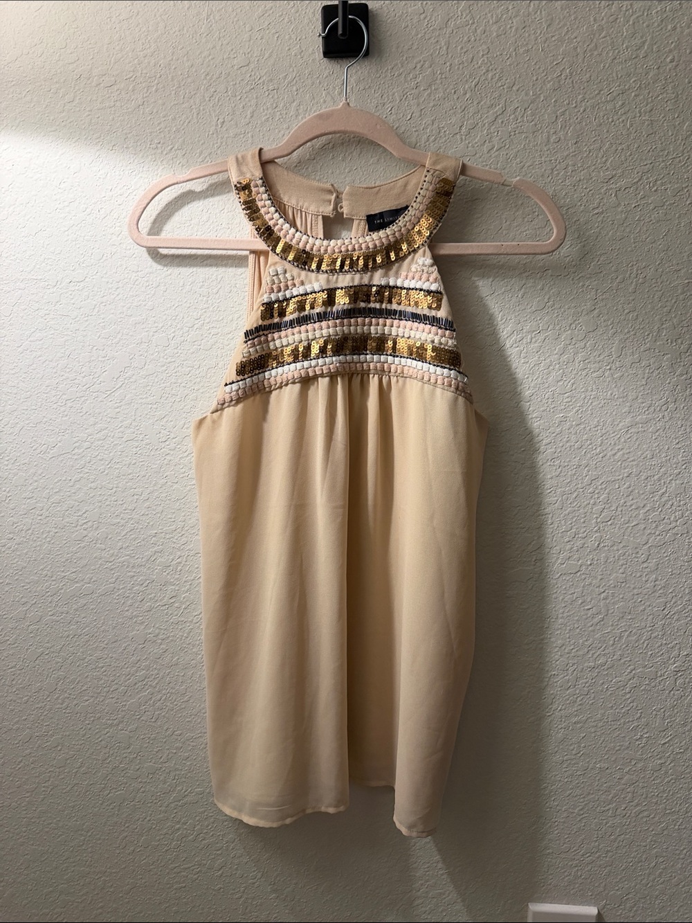 Beaded Halter Neck Cream Party Top by The Limited